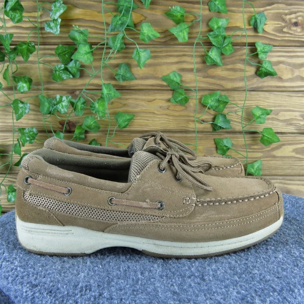 Dr. Scholl's Men Sea Breeze Boat Shoe Brown Leather Size 9 Wide Gently Used 2025